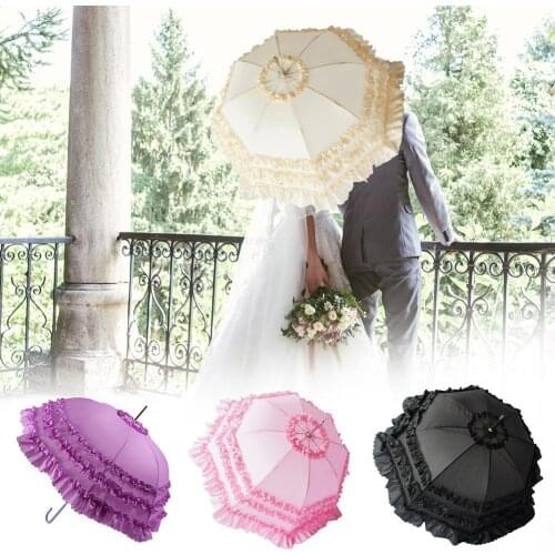 Double Lace Parasol Princess Umbrella Bridal Elegant Parasol Wedding Photography Props