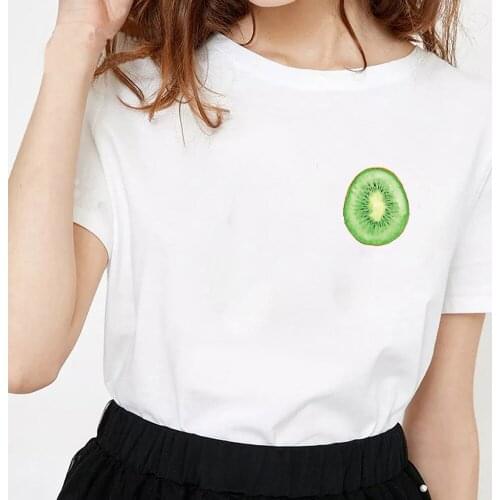 T Shirt Women Fruit Short Sleeve T-shirts Harajuku Slim Casual Kawaii Tops Tee Shirt Femme Streetwear Korean Clothes Grapefruit