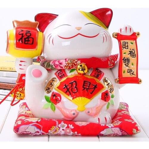 Crafts Arts Home decoration Lucky Cat ornaments large Japanese ceramic piggy piggy bank opened the creative gifts of fortune cha