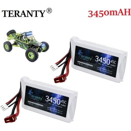 2PCS RC Car Lipo Battery 2s 7.4V 3450mAh 45C Max 65C For Wltoys 12428 12423 RC Car feiyue 03 Q39 Upgrade parts Battery