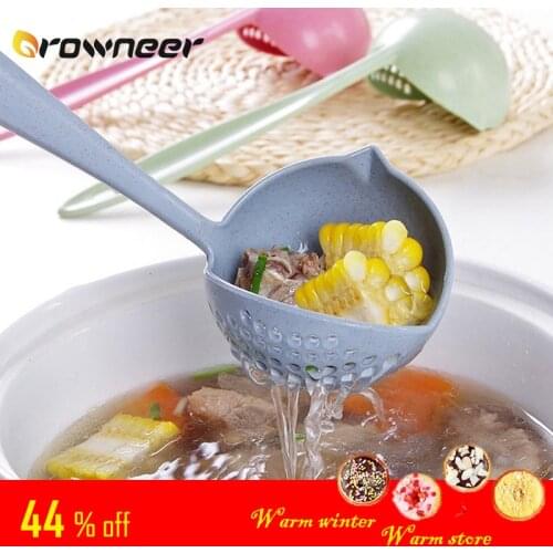 Long Handle Soup Spoon 2 In 1 Colander Plastic Scoop Strainer Porridge Filter Skimmer Ladle Kitchen Kitchen Cooking Utensil