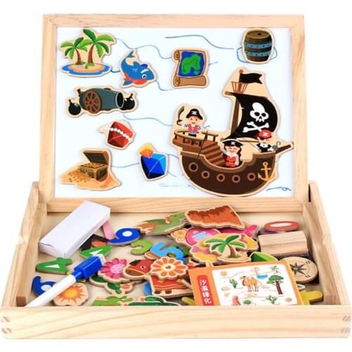 Drawing Writing Board Magnetic Puzzle Double Easel Kid Wooden Toy Sketchpad Gift Children Intelligence Education Development Toy