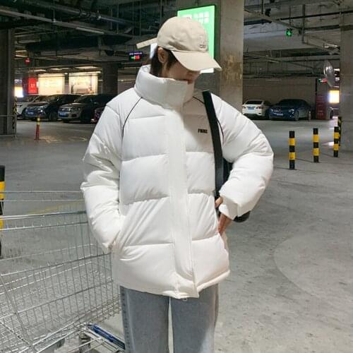 Nice Woman Solid Thick Jacket Winter Loose Stand Collar Cotton Padded Coat for Female Casual Warm Oversized Ladies Puffer Parkas
