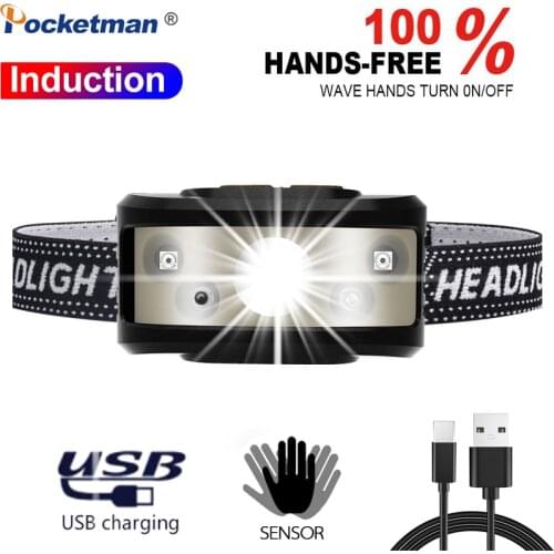Powerful Headlamp 8000 Lumens USB Rechargeable Headlight Waterproof Head Lights Motion Sensor For Camping, fishing, Home