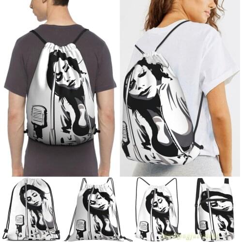 Pj Harvey (Fan Art Vector Illustration) Men Outdoor Travel Gym Bag Waterproof Drawstring Backpack Women Fitness Sackpack Bag