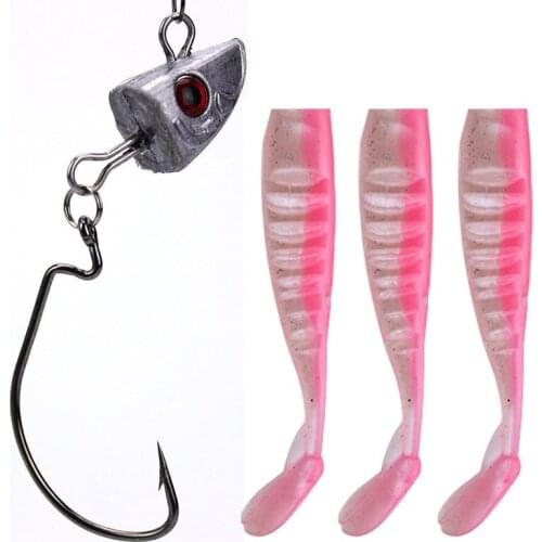 AS 3pcs/set 9cm/11cm Soft Lure Cast Bait T Tail Fishing Bait Jig Head Metal Fish Sea Bass Lure Tackle Swim Wobbler