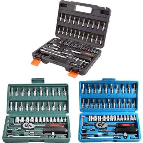 46pcs/set Carbon Steel Combination Set Wrench Socket Spanner Screwdriver Motorcycle Automobile Maintenance Tool Car Repair Tool