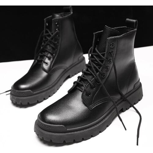New Men Leather Boots Winter Shoes Men Cowhide Motorcycle Designer Outdoors Ankle Boots For Man Military Tactical Big Size 38-48