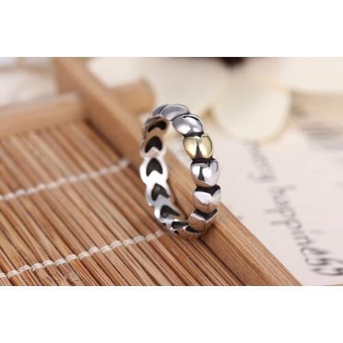 A wholesale Sale Fashion jewelry jewelry Pave Setting charm Heart to heart 925 silver Retro Ring Ring for woman