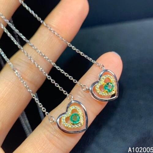 KJJEAXCMY Fine Jewelry 925 Sterling Silver inlaid Natural Emerald Female new Pendant Necklace trendy Support test popular