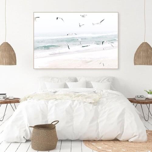 Beach Coastal Seagull Landscape Canvas Painting Pictures Wall Art Posters and Prints for Living Room Home Decoration NO FRAME
