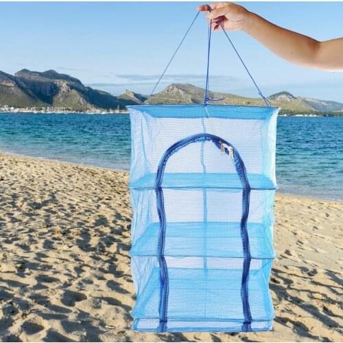 Hanging Net Foldable Fish 4 Layers Durable Folding Vegetable Dishes Dryer for Fish Man Outdoor Fishing Accessories