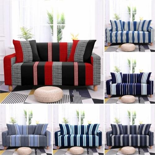 Simple Geometric Stripes Elastic Sofa Couch Covers for Living Room Universal Sofa Sipcover Home Sofa Protection Cover 1-4 Seater