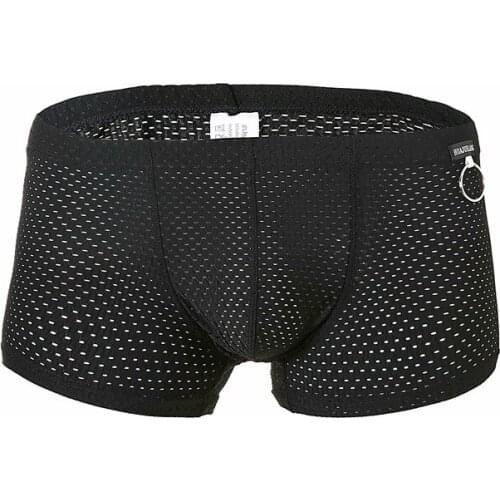 VANSTINBUM Boxer Shorts Underwear Sexy Mens Mesh Breathable Trunks Cueca Masculina Gay Man Hombre Comfortable U Pouch Underpants