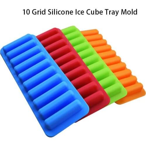 Ice Cream Pudding Maker Mold Bar Kitche Creative Silicone Ice Cube Tray Mold Finger 10 Grid Chocolate Mold Tray For Water Bottle
