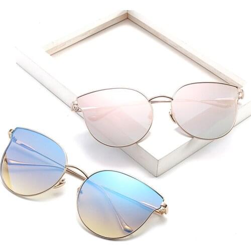 LONSY Metal Luxury Brand Designer Lady Cat Eye Sunglasses Women Vintage Gradient Sun Glasses For Female UV400 Oculos De Sol