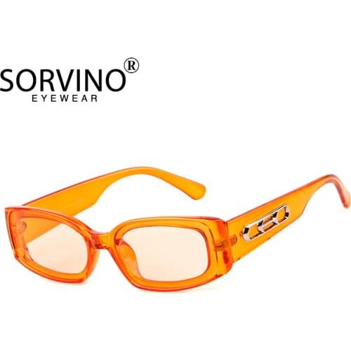 SORVINO Trendy Small Orange Rectangular Sunglasses Women 90s Retro Lady Tiny Square Rectangle Red Sun Glasses Shades SP104