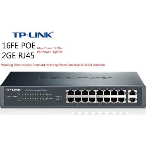 TP-Link Fast PoE Switch Power Over Ethernet IEEE802.3af Wireless AP For IP Camera 119W (TL-SL1218MP) Without Package