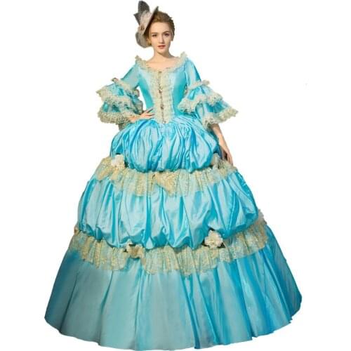 Royal Dress 18th Century Blue Costume Marie Antoinette Dress Clothing Fashion Party Dress