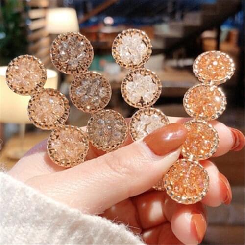 Rhinestone Hair Clip Bar Hairpin Korean Ins Round Duckbill Clip Hair Accessory