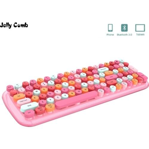 Jelly Comb Wireless Bluetooth Keyboard 110keys Colorful Round Key Caps Bluetooth Keyboard for iPad Laptop with Numric Pad