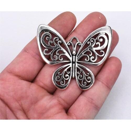 2pcs 55x47mm Antique Silver Plated Butterfly Charm Making DIY Handmade Jewelry