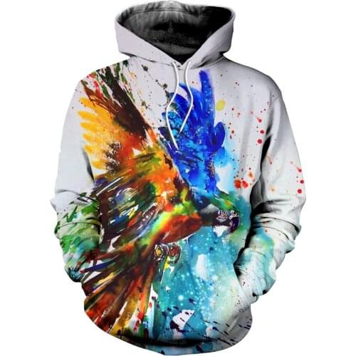 3D printing beautiful parrot chain shirt fashion casual Street hip hop Sweatshirt Hoodie