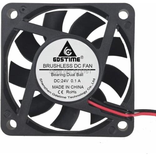 50Pcs Gdstime Ball Bearing DC 24V 6cm Fan Cooler 60x60x15mm 6015 2Pin 60mm PC Case CPU Motor Cooling Radiator