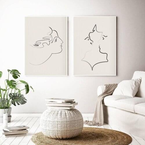 Abstract Line Face Poster Love Women Canvas Painting Minimalist Art Print Black White Wall Picture For Living Room Home Décor