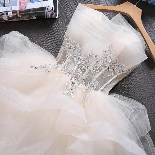 ANGELSBRIDEP Strapless Ball Gown Homecoming Dresses Gala Gowns Lace Applique Crystal Short Graduation Formal Party Gowns