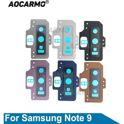 Aocarmo Rear Back Camera Lens Glass Ring Cover With Frame Adhesive For Samsung Galaxy Note 9 6.4" Replacement