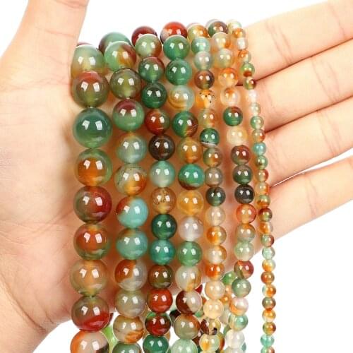 Natural Stone Beads Pecock Agate Loose Beads for Jewelry Making Needlework DIY Bracelet Strand 4-12 MM