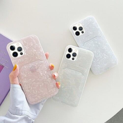 Conch Design Card Bag Phone Case For iPhone For iPhone 12 Pro Max 11 12 Mini XR XS Max X 7 8 Plus 11 Pro Wallet Shockproof Cover
