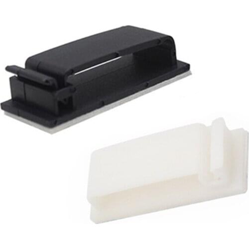 Black/ White Self-Adhesive Cable Fixing Cable Clamp Sticky Wire Fixing Clamp Cable Management Wire Tie Fixer