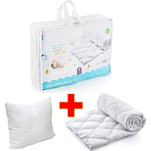 Baby Cot Pillow and Baby Cot Quilt Comforter Bedding Set of 2 Made in Turkey