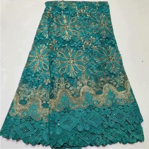 Hot Sale French Lace Fabrics 2019 green+gold African Lace Material Embroidery Nigerian Lace Fabric High Quality Lace For Party