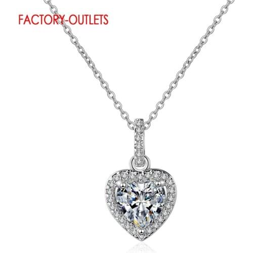 Gorgeous Genuine 925 Sterling Silver Pendant Necklace Bright Zircon Heart Charm Necklace For Women Fashion Jewelry Gift