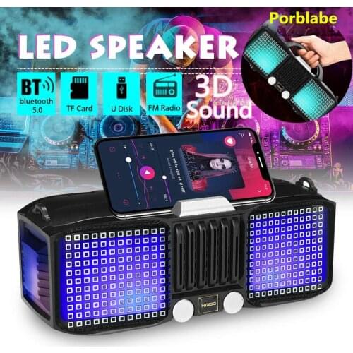 LED Colorful Light Column bluetooth 5.0 Speakers Portable Wireless Speaker Boombox FM Radio TF AUX USB for Home Outdoor Party