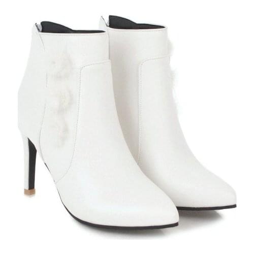 Big Size Ma'am Short boots Pure color Pointed Boot barrel High heel boots