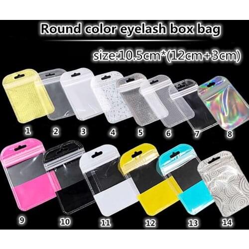 50pcs round color 25mm mink eyelashes box bag pearl bag transparent ziplock bag wholesale Eyelash packaging bag
