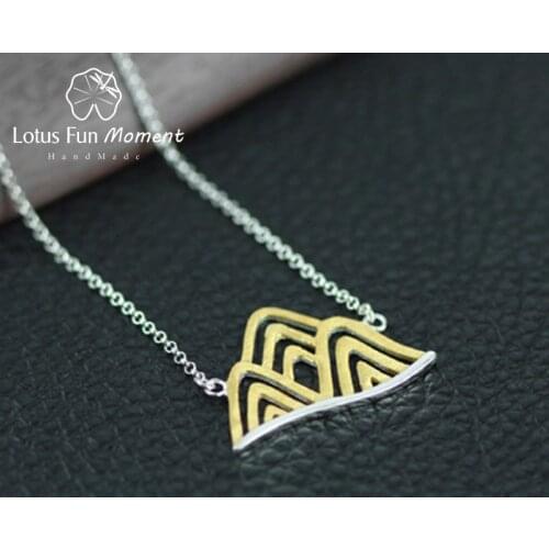 Lotus Fun Moment Real 925 Sterling Silver Handmade Fashion Jewelry Creative Mountain Necklace with Pendant for Women Collier