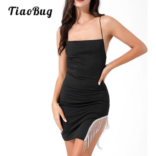Pole Dancing Mini Dress Sexy Sleeveless Tassel Bodycon Mini Dresses Night Club Party Dance Costume