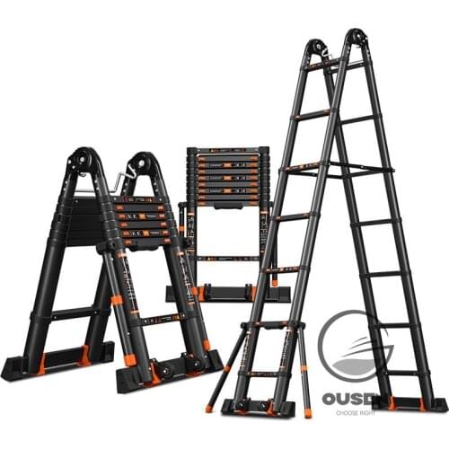 1.5+1.5m Multifunctional Aluminum Alloy Telescopic Herringbone Ladder Household Portable Engineering Folding Ladder