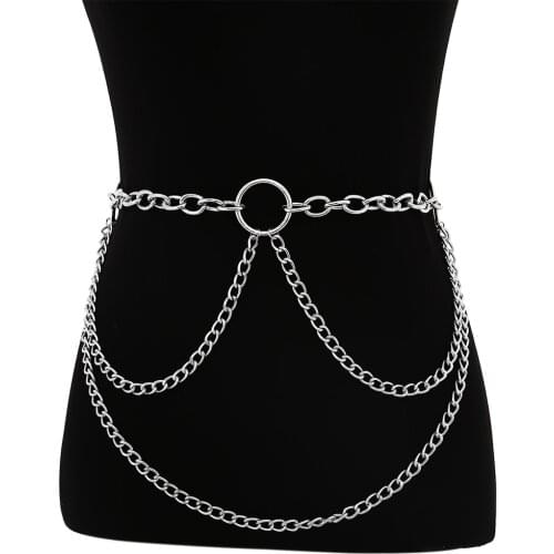 Layered Metal chain belt Statement waist chain women body jewelry festival fashion rave wear vintage costume sexy accessory