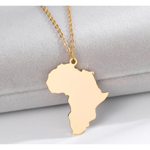 Africa Map Necklace for Women South African Pendant Gold Stainless Steel Necklaces Charms Clavicle Chain Jewelry Men