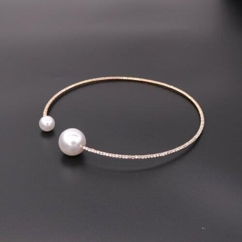 Minimalist freshwater pearl necklace / Original design collar wholesale 5pcs Gold 2 colors for choose Diameter 12cm