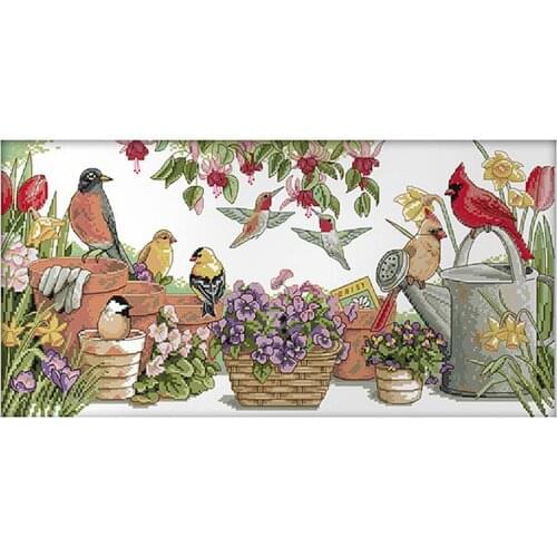 Full Range of Embroidery Starter Kits Stamped Cross Stitch Kits Beginners for DIY Embroidery (Birds Pattern Designs)