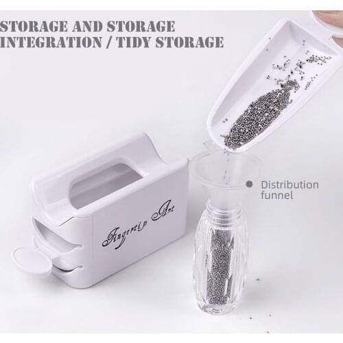 Portable Double-Layer Nail Powder Recycling Tray Container Holder System with Funnel for Women Girls Nail Art Manicure Tool