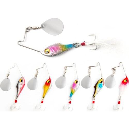 5pcs Luya Bait Noise Compound Rotating 3D Fish Shape Three Feather Blood Trough Hook Hard Bait Fishing Tackle