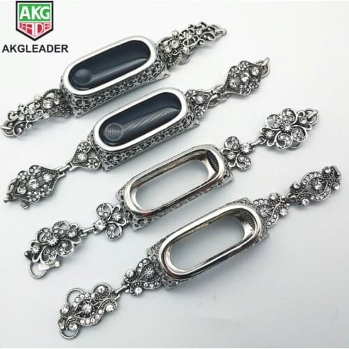 For Xiaomi Mi 3 Mi4 Band Metal Crystal Diamond Wrist Strap Bracelet Band For Xiaomi Miband 4 3 Watchbands Womens Watch Bracelet